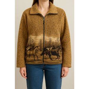 Rare Vintage Northern Lifestyles Canada Horse Fleece Jacket Women’s M zip up
